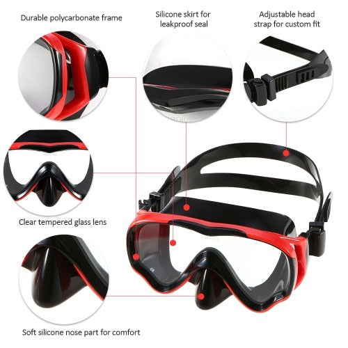 Lixada Kids Scuba Diving Mask Tube Set قناع الغطس السطحي نظارات نظارات الغوص السباحة سهلة التنفس الجاف غص