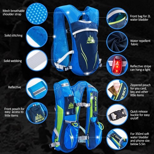 AONIJIE Outdoor Hydration Pack Running Vest Pack Water Bladder Bag for Sports Running Hiking Cycling Climbing Marathon