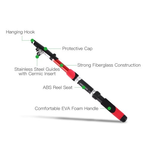 2.1M Portable Telescopic Fishing Rod Fiberglass Fishing Pole Travel Sea Fishing Spinning Rod