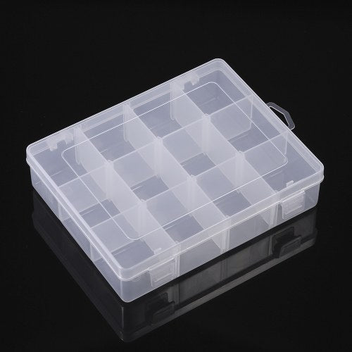 Transparent Plastic 12 Grids Box Fishing Tool Baits Hooks Storage Organizer for Display Collection with Adjustable Dividers Clear for Jewelry Needle and Thread