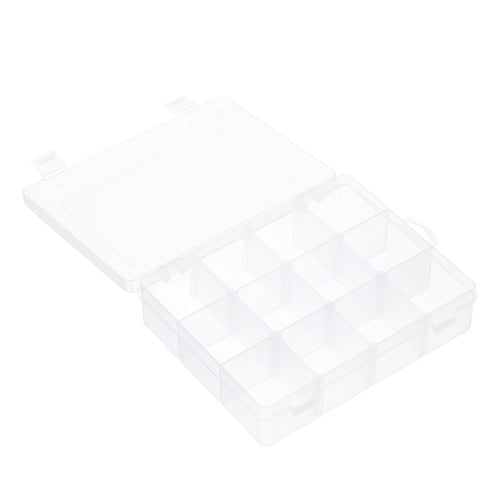 Transparent Plastic 12 Grids Box Fishing Tool Baits Hooks Storage Organizer for Display Collection with Adjustable Dividers Clear for Jewelry Needle and Thread