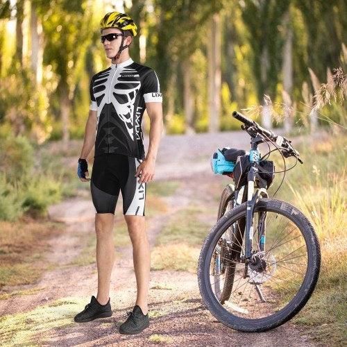 Lixada Men's Cycling Jersey Set Breathable Quick-Dry Short Sleeve Biking Shirt with Gel Padded Shorts MTB Bike Cycling Clothing Set