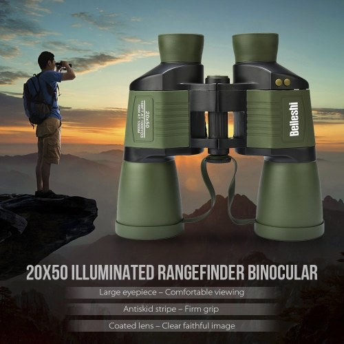 20x50 Binoculars Telescope Illuminated Outdoor Birding Traveling Sightseeing Hunting Rangefinder Scale Binoculars