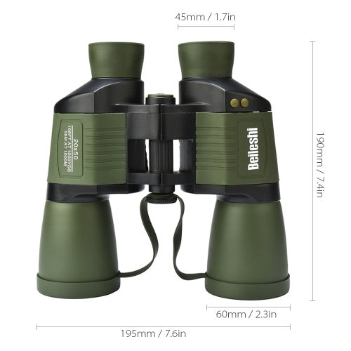 20x50 مناظير تلسكوب مضيئة في الهواء الطلق الطيور السفر لمشاهدة معالم المدينة الصيد Rangefinder مقياس مناظير