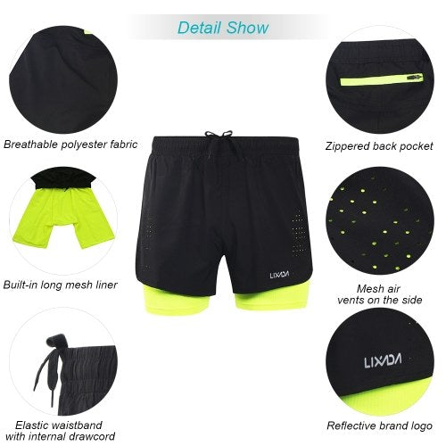 Lixada Men's 2-in-1 Running Shorts