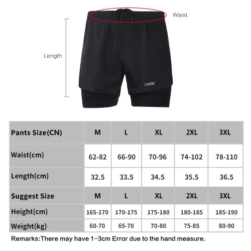 Lixada Men's 2-in-1 Running Shorts