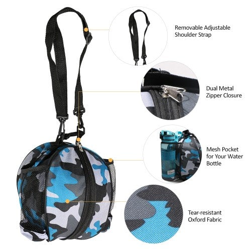 Sports Ball Round Bag Basketball Shoulder Bag Soccer Ball Football Volleyball Carrying Bag Travel Bag for Men and Women