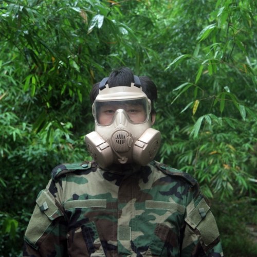 Cosplay CS Wargame Airsoft Double Filter Fan Safety Gas Mask Tactical Perspiration Dust Full Face Prop