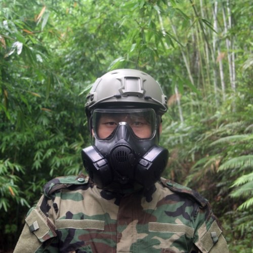 Cosplay CS Wargame Airsoft Double Filter Fan Safety Gas Mask Tactical Perspiration Dust Full Face Prop