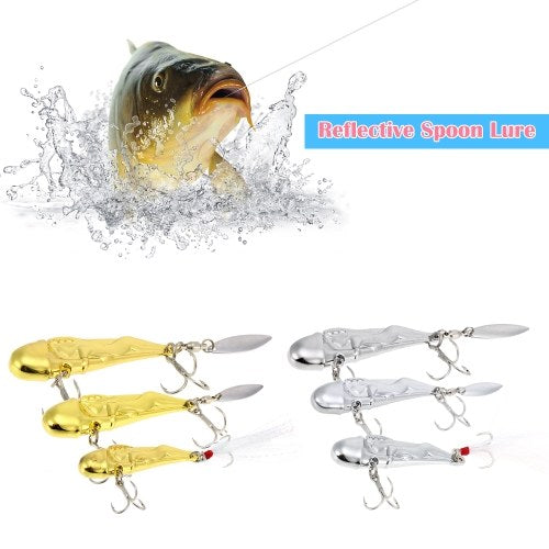 10g / 15g / 25g Fishing Lure with 2 Triple Hooks Spoon