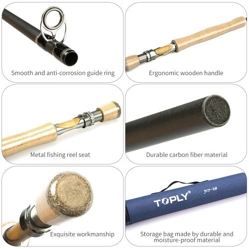 2.7M Lightweight Fishing Rod with Wooden Handle