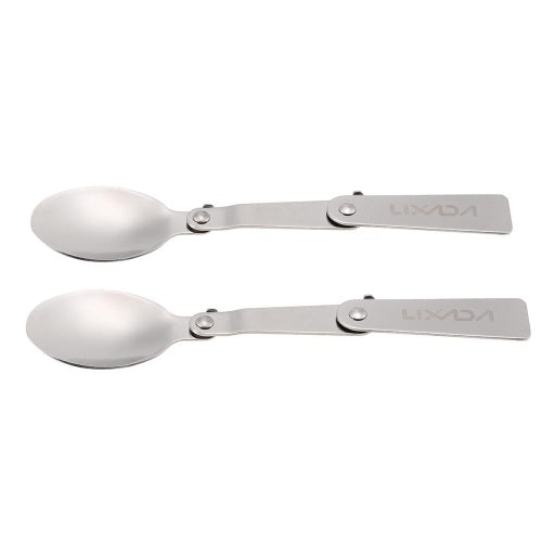 Lixada Pack of 2 Outdoor Foldable Stainless Steel Spoon