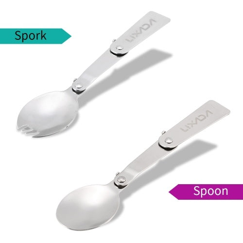 Lixada Pack of 2 Outdoor Foldable Stainless Steel Spoon