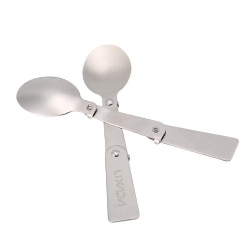 Lixada Pack of 2 Outdoor Foldable Stainless Steel Spoon