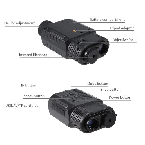 Digital Infrared Night Vision Monocular Camera 2.6X Zoom 200m Nighttime Range Wildlife Observation Viewer