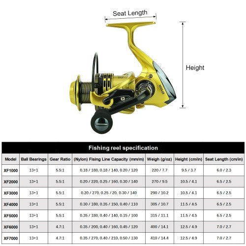 13+1 Ball Bearings Spinning Fishing Reel