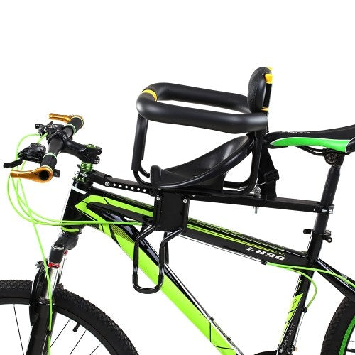 Safety Child Bicycle Seat Bike Front Baby Seat Kids Saddle with Foot Pedals Support Back Rest for MTB Road Bike