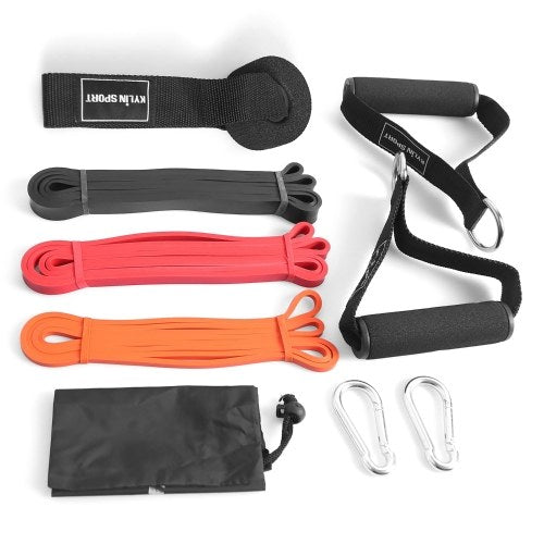 3 Packs Pull Up Assist Bands Set Resistance Loop Bands Powerlifting Workout Exercise Stretch Bands with Door Anchor Foam Handles Hooks and Carry Bag