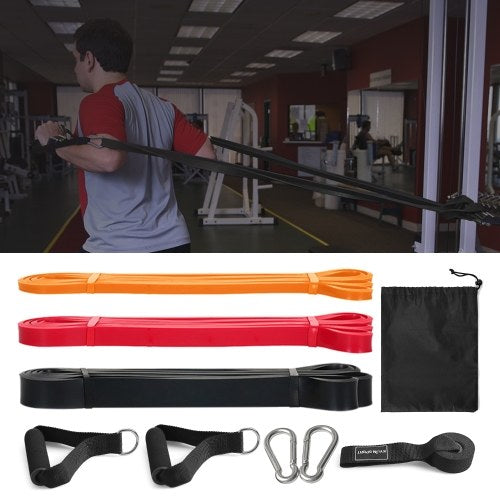 3 Packs Pull Up Assist Bands Set Resistance Loop Bands Powerlifting Workout Exercise Stretch Bands with Door Anchor Foam Handles Hooks and Carry Bag