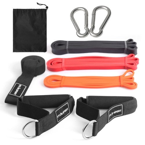 3 Packs Pull Up Assist Bands Set Resistance Loop Bands Powerlifting Workout Exercise Stretch Bands with Door Anchor Foam Handles Hooks and Carry Bag