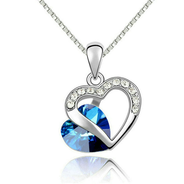 Yoursfs Premium 18K Gemstone Ocean Necklace - Silver