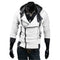 Zogaa New Men's Slim Oblique Zipper Hoodie - White