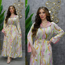 KTX-7982841102552 Fashion Line Pattern Twist Lace Kaftan