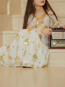 KTX-7981932544216 Elegant Ethnic Style V-neck Kids Dress