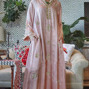 KTX-7981934411992 Sweet v neck gold gild pink maxi kaftan dress