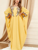 KTX-7982841364696 Yellow Bat Sleeve Loose Kaftan