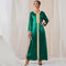 KTX-7982837891288 Simple Satin V Neck Solid Color Long Sleeve Party Gown