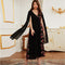 Split Sleeve Binded Rose Print V Neck Chiffon Gown