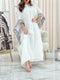 KTX-7982699249880 Pattern cuff baggy white kaftan dress