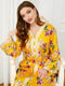 KTX-7982838710488 Flowers Pattern V Neck Long Sleeve Loose Elegant Gown