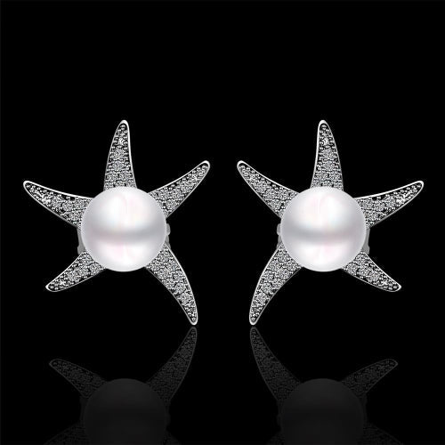 E034 Mixed order brilliant tiny artificial pearl earrings