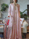 KTX-7981934411992 Sweet v neck gold gild pink maxi kaftan dress