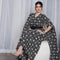 KTX-7982841757912 Folk Print Slit Long Sleeve V Neck Kaftan Dress