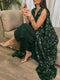 KTX-7982697152728 Green Geometric Embroidery Sequin Jumpsuit and Outwear Two-Piece Set