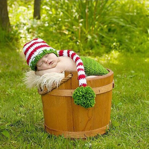 Baby Infant Elf Bernat Hat Cap Long Tail Crochet Knitting Costume Soft Adorable Clothes Photo Photography Props for Newborns