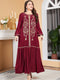 KTX-7982840152280 Long-Sleeved Red Embroidered Dress