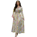 KTX-7982841102552 Fashion Line Pattern Twist Lace Kaftan