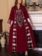 KTX-7982841200856 Sequins Embroidery Patchwork Striped V Neck Kaftan