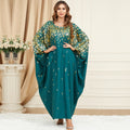 KTX-7982841135320 Green Bat Sleeve Loose Kaftan