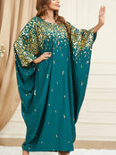 KTX-7982841135320 Green Bat Sleeve Loose Kaftan