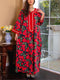 KTX-7982840578264 Elegant Floral Print Small V Neck Kaftan