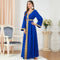 Golden Embroidery Binded Design V Neck Long Sleeve Gown