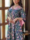 KTX-7982841266392 Floral Pattern Lapel Long Sleeve Kaftan