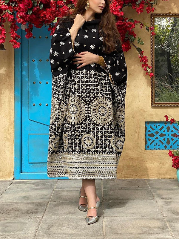 KTX-7981934182616 baggy black pattern Ramadan kaftan dress