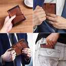 FALAN MULE Men's Wallet Leather RFID Blocking Bifold Zipper Coin Pocket Wallet with 4 ID Window