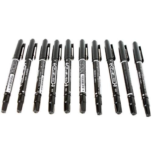 10pcs/Set Tattoo Marker Pen Oily Double Head Marking Pen Black Fine/Thick Tip Marker